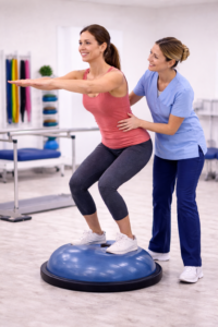 Balancing in physical therapy clinic